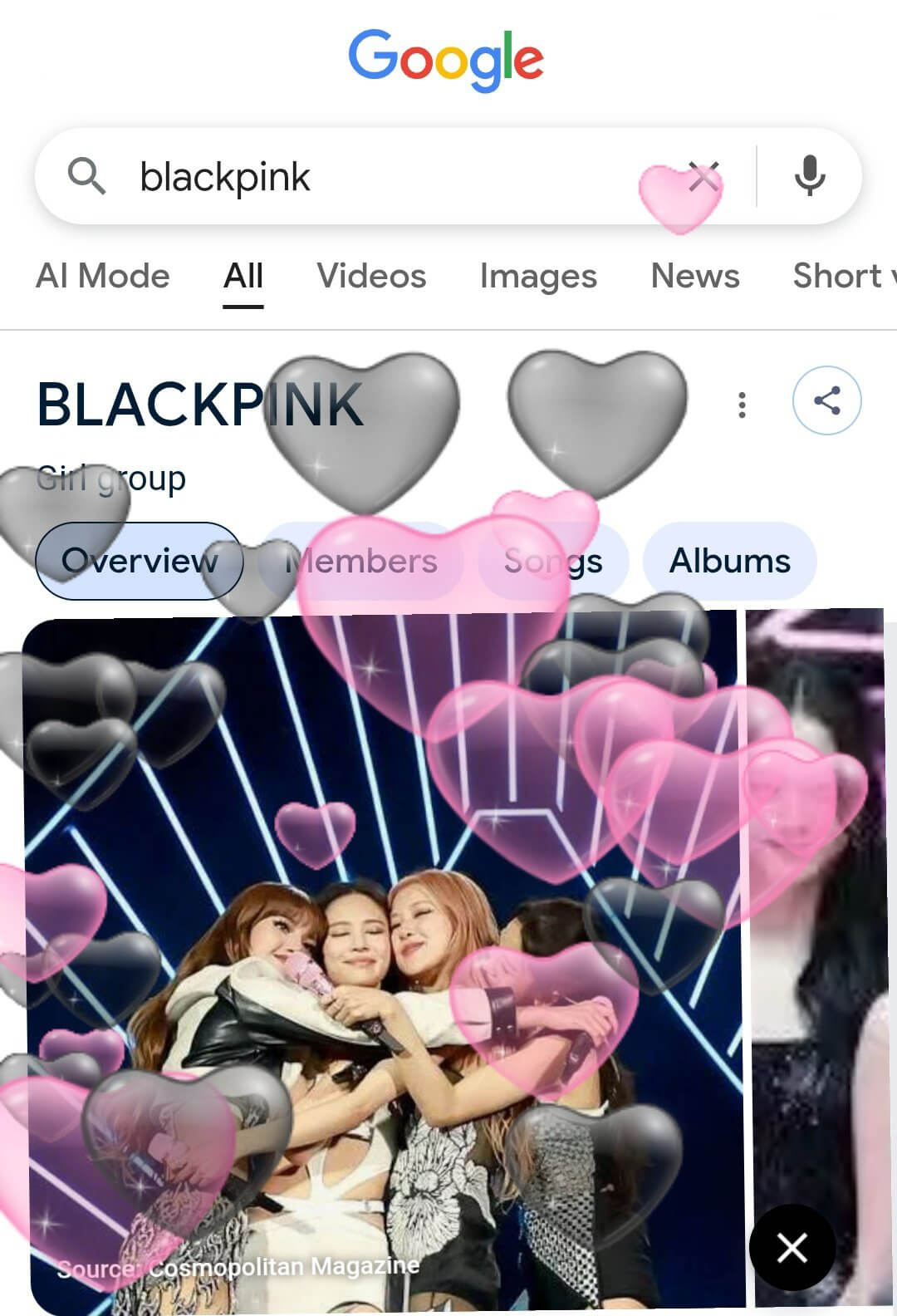 Goooooooooooooooooolw BLACKPINK de Google: niebla rosa y corazones - elgooG