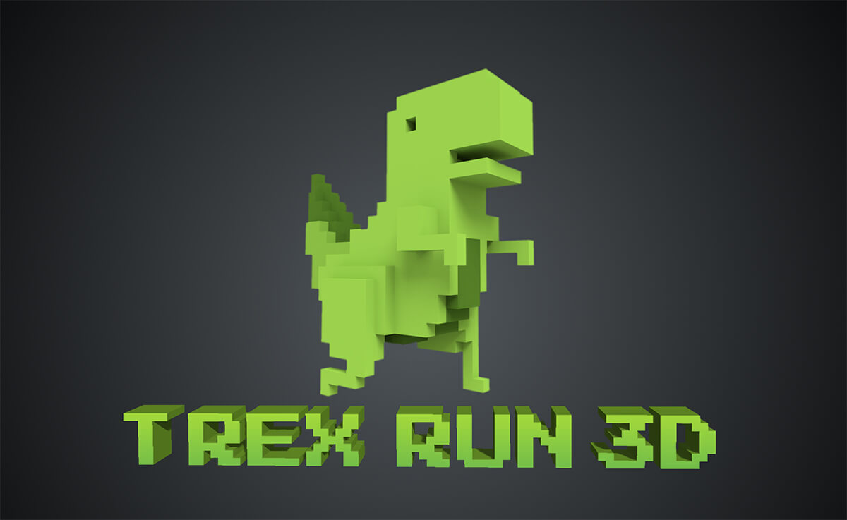 Chrome T-Rex Dinosaurier-Spiel 3D - elgooG