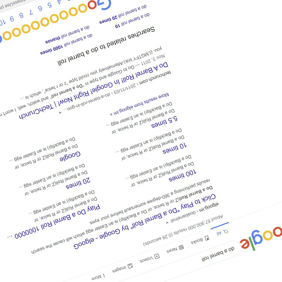 Spill «Do a Barrel Roll» Google-trikset - elgooG